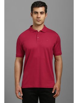 Louis Philippe - Men Red Solid Polo T-shirt