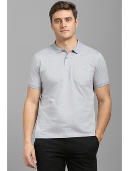 Louis Philippe - Men Grey Printed Polo T-shirt