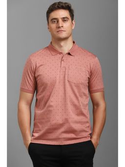 Louis Philippe - Men Peach Printed Polo T-shirt