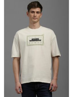 Louis Philippe - Men Off White Crew Neck T-shirt