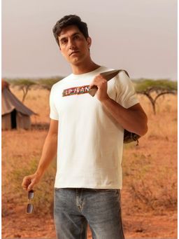 Louis Philippe - Men Off White Crew Neck T-shirt