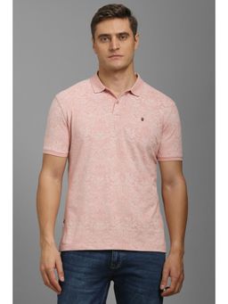 Louis Philippe - Men Pink Print Polo T-shirt