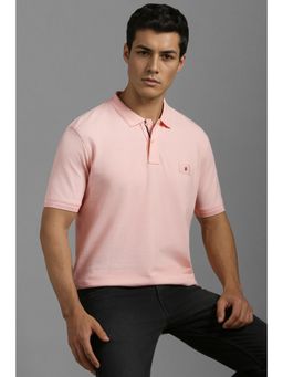 Louis Philippe - Men Pink Solid Polo T-shirt