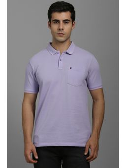 Louis Philippe - Men Lavender Solid Polo T-shirt