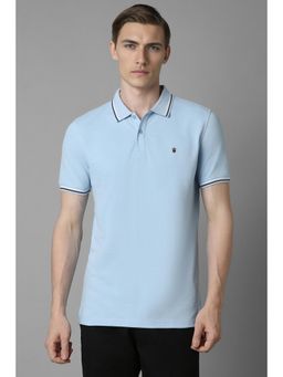 Louis Philippe - Men Light Blue Solid Polo T-shirt