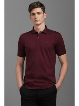 Louis Philippe - Men Maroon Solid Polo T-shirt
