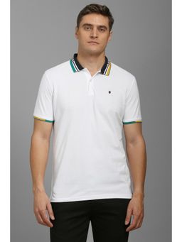 Louis Philippe - Men White Solid Polo T-shirt