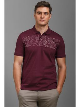 Louis Philippe - Men Maroon Printed Polo T-shirt