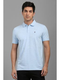 Louis Philippe - Men Light Blue Printed Polo T-shirt