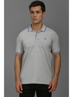Louis Philippe - Men Grey Solid Polo T-shirt