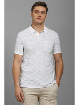 Louis Philippe - Men White Printed Polo T-shirt