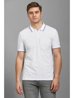 Louis Philippe - Men White Printed Polo T-shirt