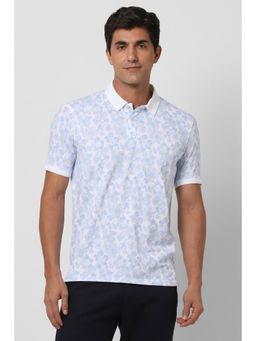 Peter England - Men Light Blue Print Polo T-shirt