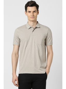 Peter England - Men Beige Printed Polo T-shirt