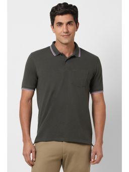 Peter England - Men Grey Solid Polo T-shirt
