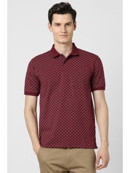 Peter England - Men Maroon Printed Polo T-shirt