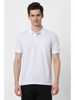 Peter England - Men White Printed Polo T-shirt