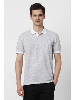 Peter England - Men White Print Polo T-shirt
