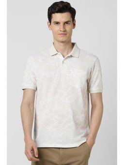 Peter England - Men Beige Printed Polo T-shirt