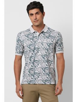 Peter England - Men Grey Print Polo T-shirt