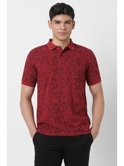 Peter England - Men Red Print Polo T-shirt