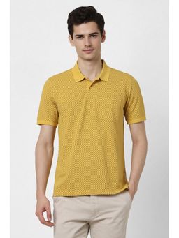 Peter England - Men Yellow Printed Polo T-shirt