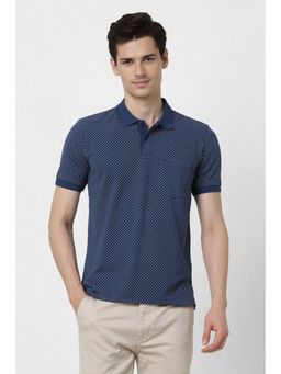 Peter England - Men Navy Blue Printed Polo T-shirt