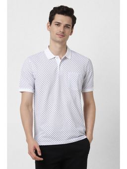 Peter England - Men White Printed Polo T-shirt