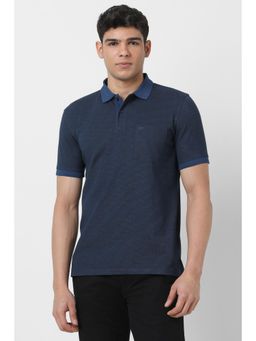 Peter England - Men Navy Blue Printed Polo T-shirt
