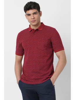 Peter England - Men Maroon Printed Polo T-shirt