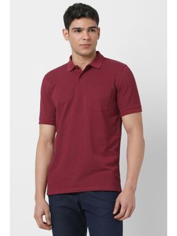 Peter England - Men Maroon Dots Polo T-shirt