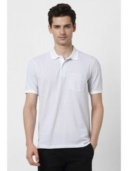Peter England - Men White Printed Polo T-shirt