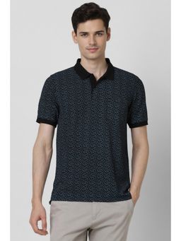 Peter England - Men Black Print Polo T-shirt
