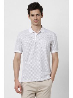 Peter England - Men White Printed Polo T-shirt