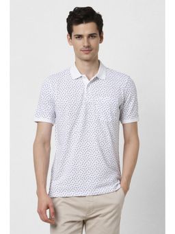 Peter England - Men White Printed Polo T-shirt