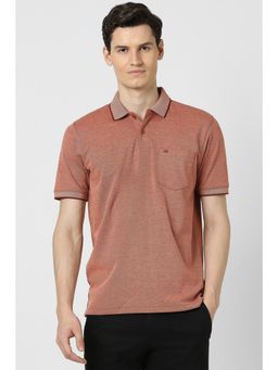 Peter England - Men Orange Solid Polo T-shirt