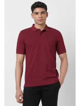 Peter England - Men Maroon Printed Polo T-shirt