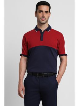 Peter England - Men Navy Blue Patterned Polo T-shirt