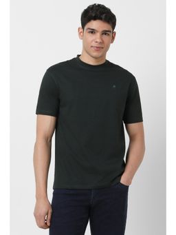 Peter England - Men Green Solid Crew Neck T-shirt