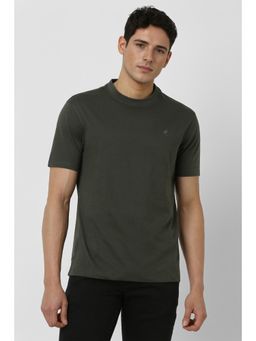 Peter England - Men Green Solid Crew Neck T-shirt