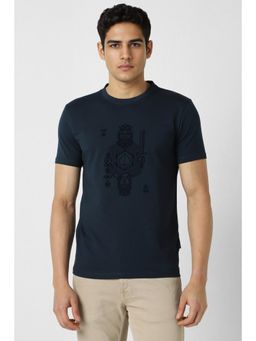 Van Heusen - Men Navy Blue Crew Neck T-shirt