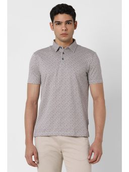 Van Heusen - Men Grey Printed Polo T-shirt