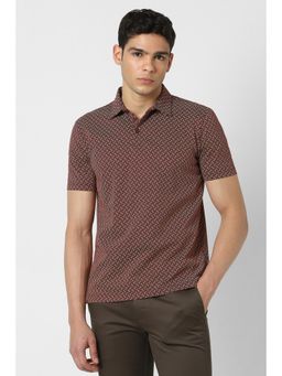 Van Heusen - Men Maroon Printed Polo T-shirt