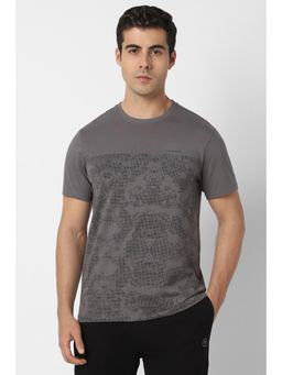 Van Heusen - Men Grey Printed Crew Neck T-shirt