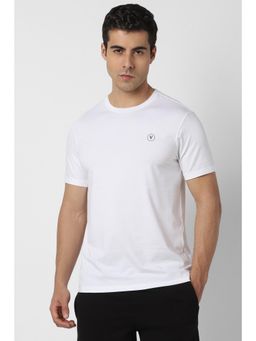 Van Heusen - Men White Solid Crew Neck T-shirt