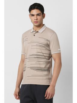 Van Heusen - Men Beige Printed Polo T-shirt