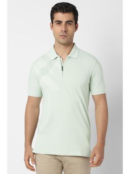 Van Heusen - Men Green Printed Polo Neck T-shirt
