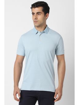 Van Heusen - Men Light Blue Print Polo T-shirt