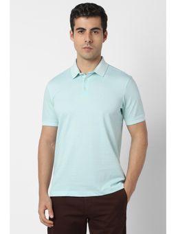 Van Heusen - Men Light Blue Printed Polo T-shirt
