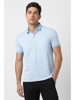 Van Heusen - Men Blue Textured Polo T-shirt